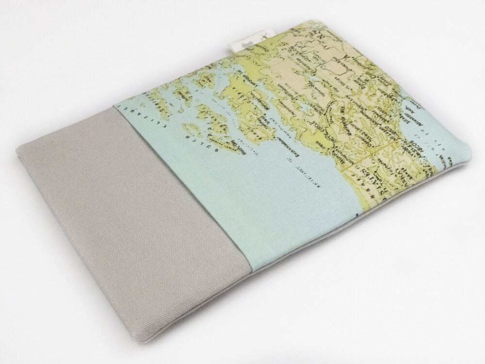 Yellow Robin iPad Tablet Kindle Sleeve with Pocket Australian Handmade World Map