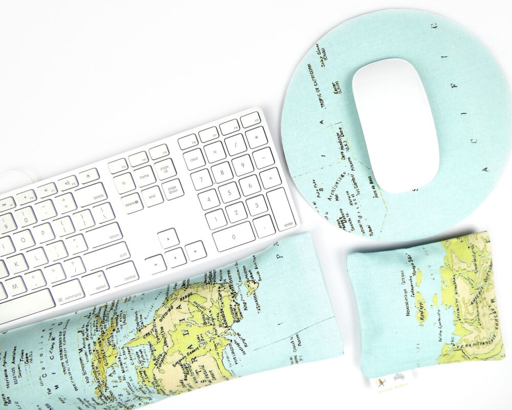 World Map: Natural Filled Ergonomic Wrist Rests for Keyboard & Mouse