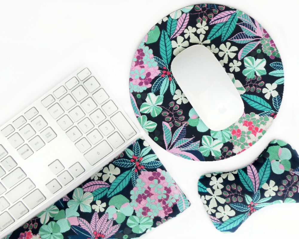 Tropical Floral: Natural Filled Ergonomic Wrist Rests for Keyboard & Mouse