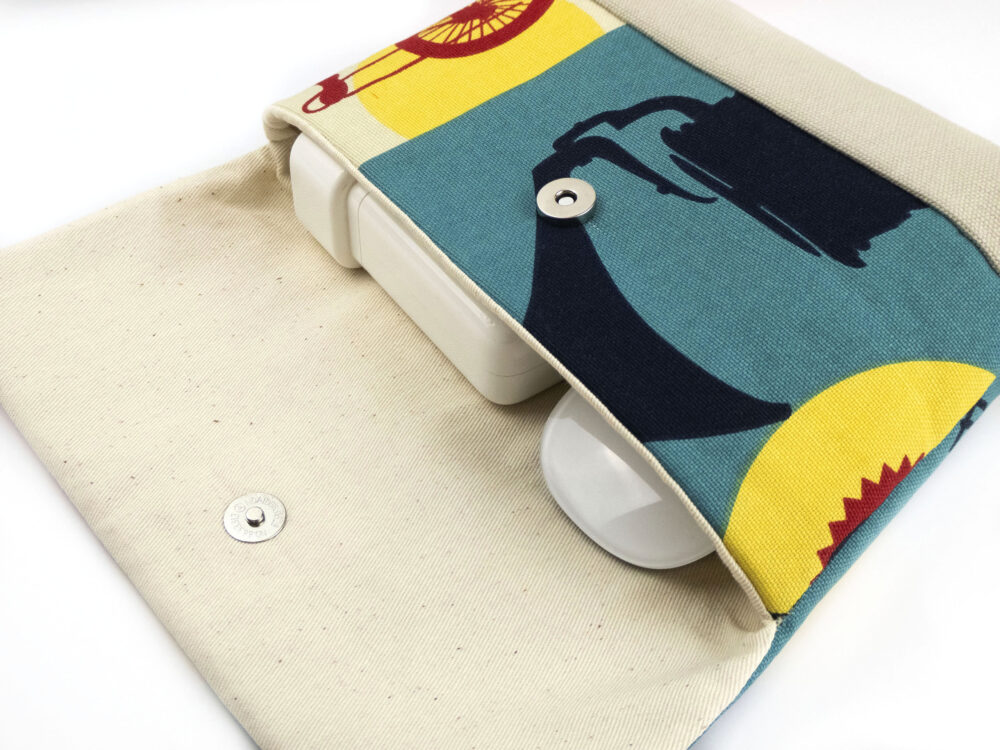 Yellow Robin Laptop Sleeve Australian Handmade Vintage Retro