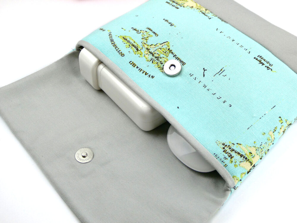 Yellow Robin Laptop Sleeve Plus a Tech Organiser Pouch Australian HandmadeWorld Map