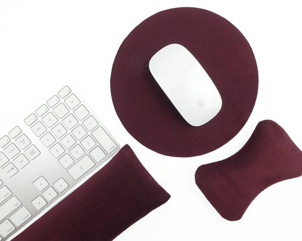 Burgundy Rose: Natural Filled Ergonomic Wrist Rests for Keyboard & Mouse