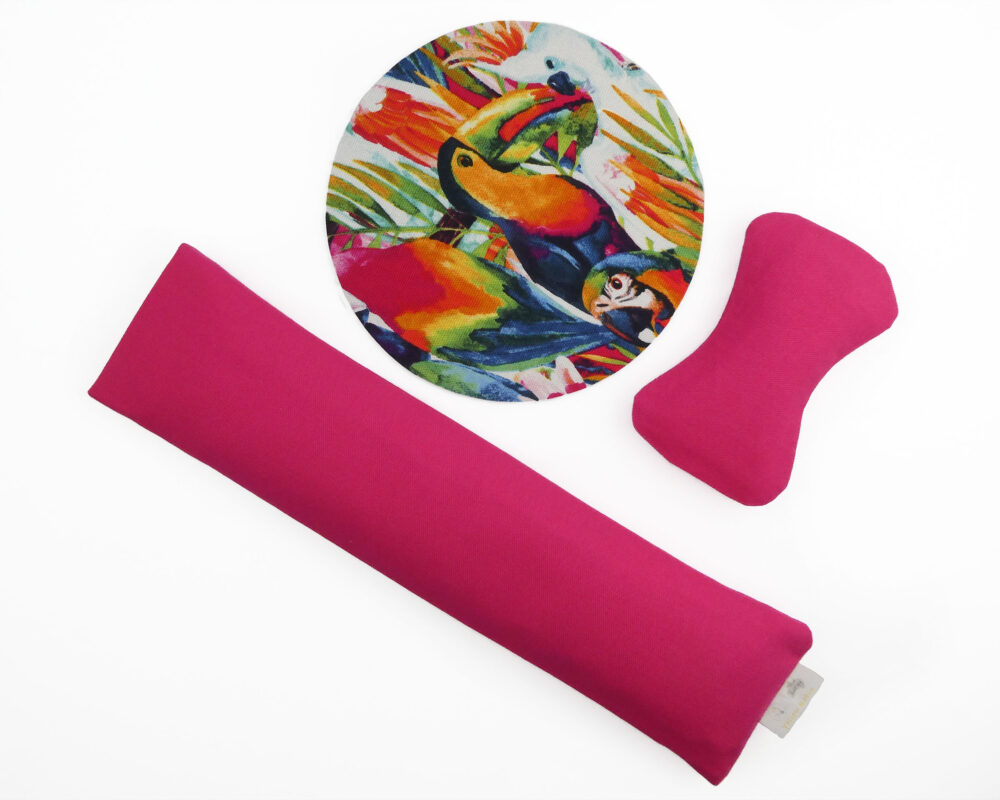 Pink Parrots: Natural Filled Ergonomic Wrist Rests for Keyboard & Mouse