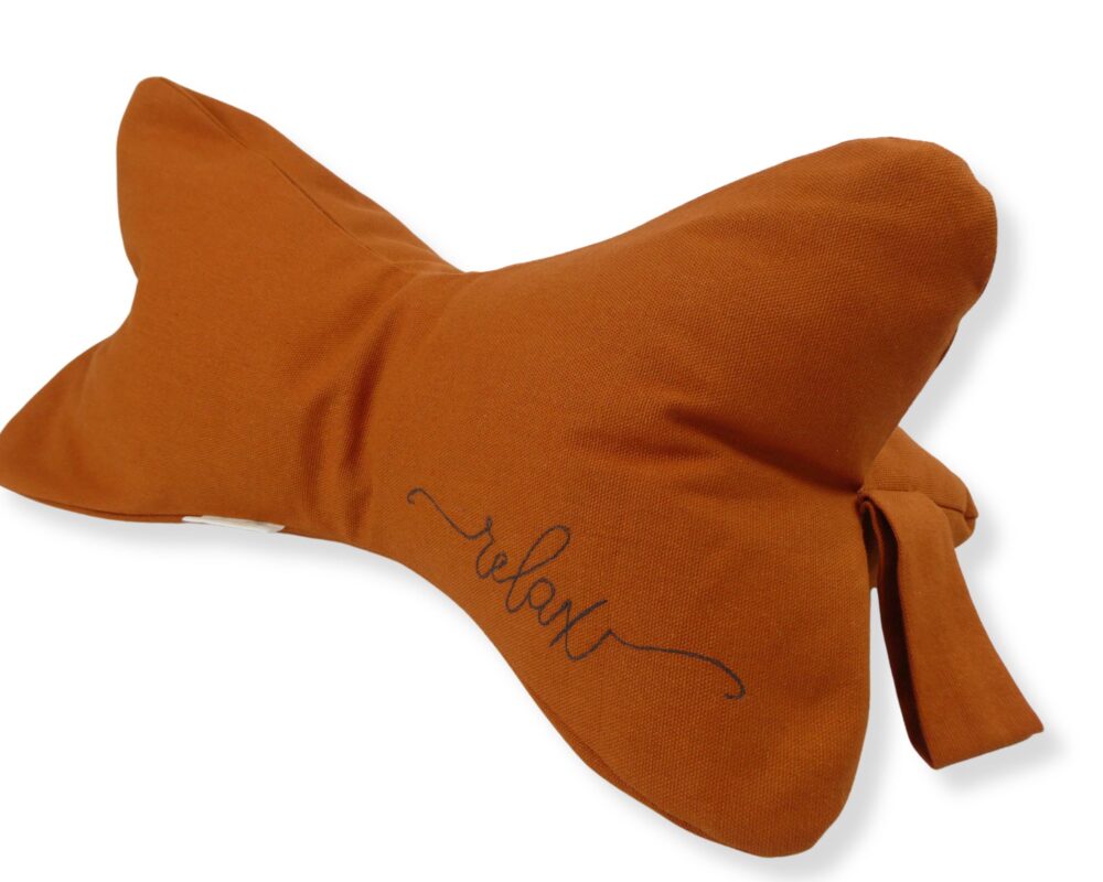 Rust: Natural Filled Neck Support Pillow Embroidered Relax