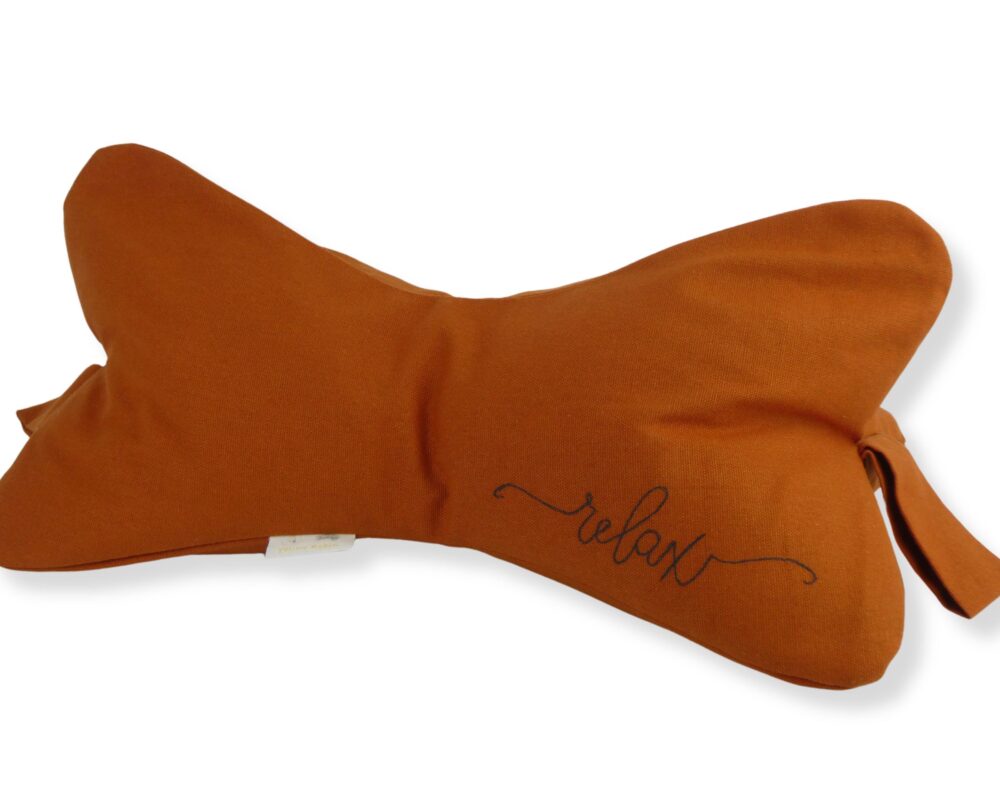 Rust: Natural Filled Neck Support Pillow Embroidered Relax